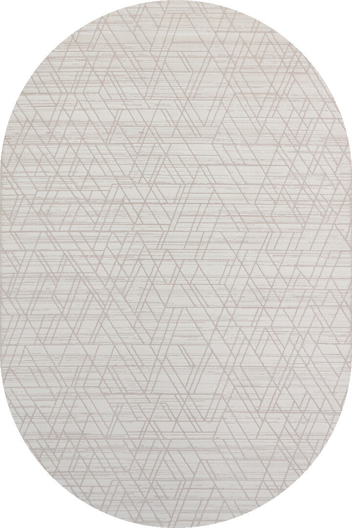 Geometrik Desenli Nar Yumuşak Dokulu Akrilik Oval Halı Nr02 Kemik 