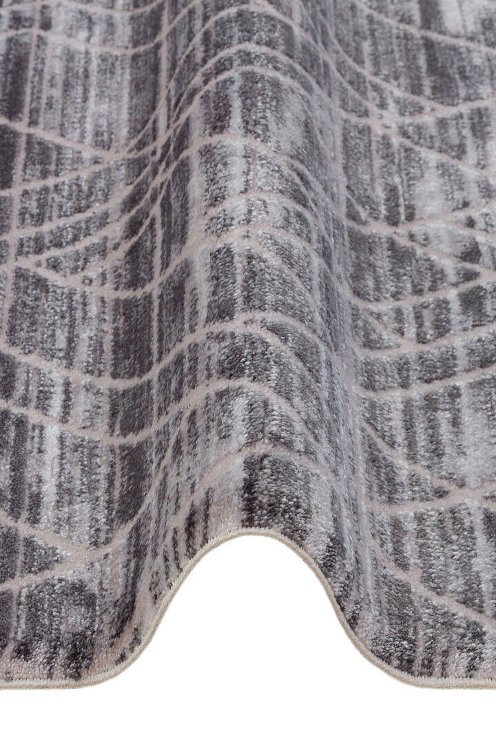 Geometrik Desenli Nar Yumuşak Dokulu Akrilik Yolluk Özel Ölçü Kesme Halı Nr02 Antrasit - 4