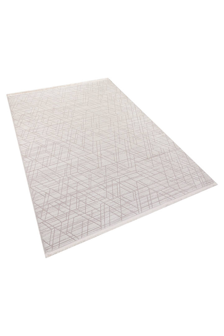 Geometrik Desenli Nar Yumuşak Dokulu Akrilik Yolluk Özel Ölçü Kesme Halı Nr02 Kemik - 2