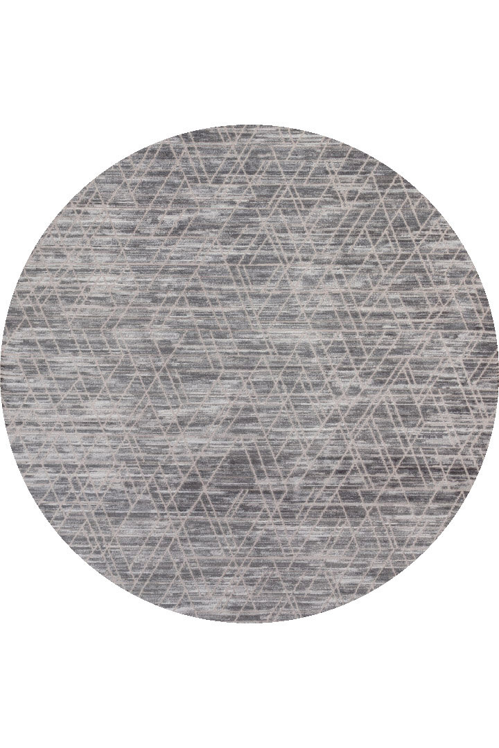 Geometrik Desenli Nar Yumuşak Dokulu Akrilik Yuvarlak Halı Nr02 Antrasit 