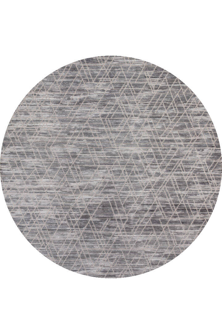 Geometrik Desenli Nar Yumuşak Dokulu Akrilik Yuvarlak Halı Nr02 Antrasit - 1