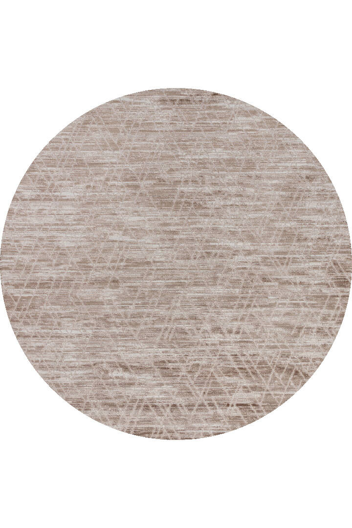 Geometrik Desenli Nar Yumuşak Dokulu Akrilik Yuvarlak Halı Nr02 Bej - 1