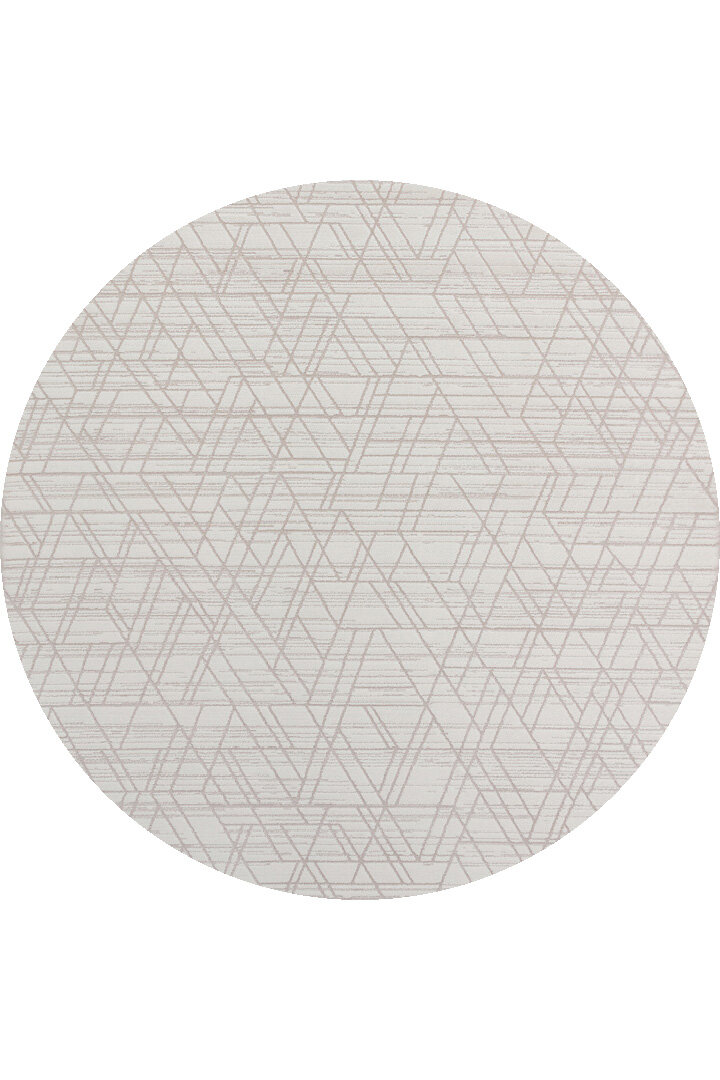 Geometrik Desenli Nar Yumuşak Dokulu Akrilik Yuvarlak Halı Nr02 Kemik 