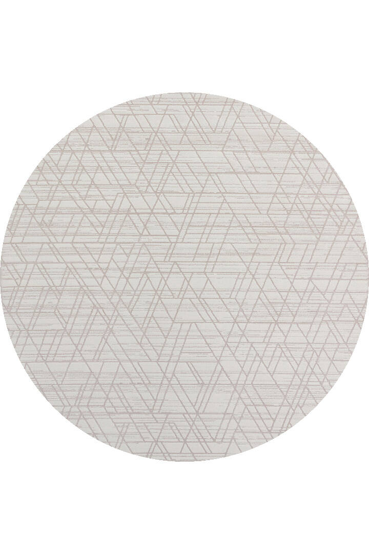Geometrik Desenli Nar Yumuşak Dokulu Akrilik Yuvarlak Halı Nr02 Kemik - 1