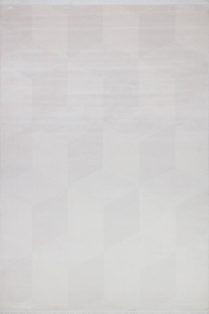 Geometrik Küp Desenli Prato İpeksi Lüks Viskon Halı Pr02 Gri - 1