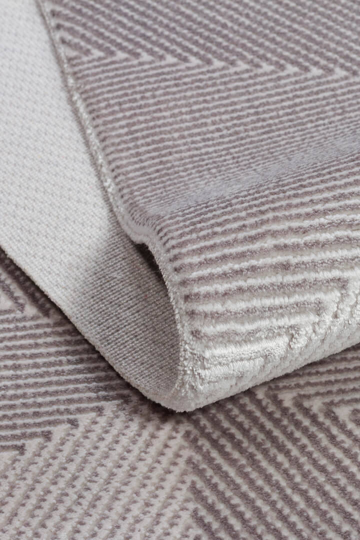 Geometrik Küp Desenli Prato İpeksi Lüks Viskon Oval Halı Pr01 Gri - 2