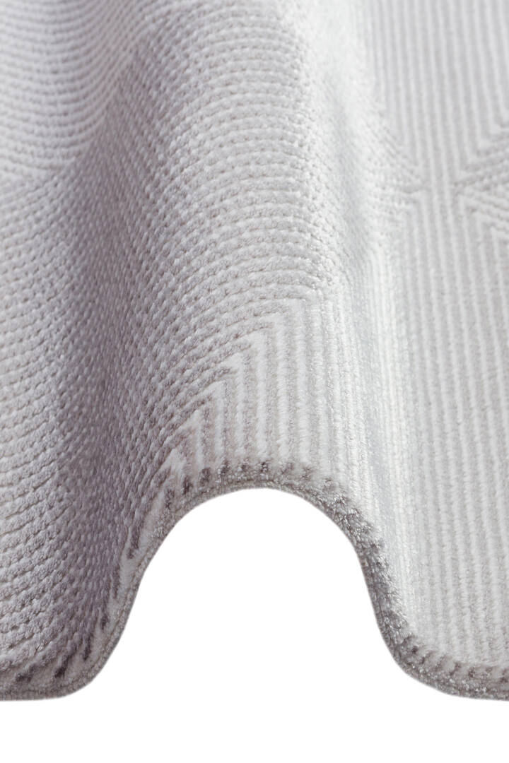 Geometrik Küp Desenli Prato İpeksi Lüks Viskon Oval Halı Pr01 Gri - 3