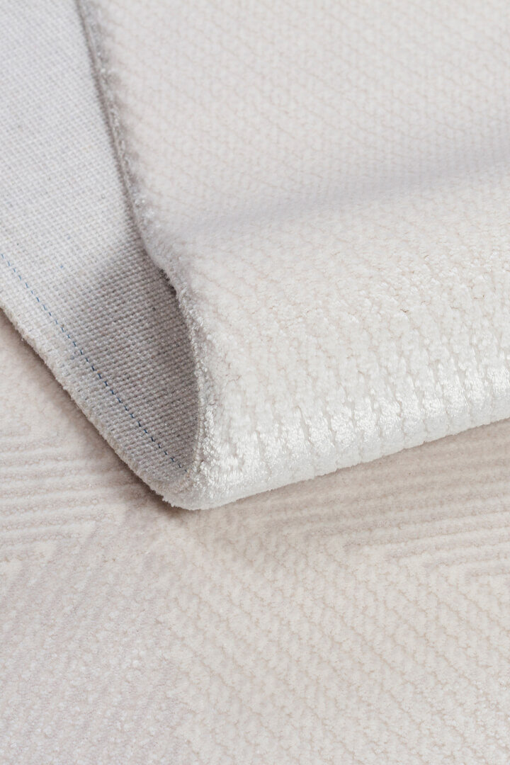 Geometrik Küp Desenli Prato İpeksi Lüks Viskon Yolluk Özel Ölçü Kesme Halı Pr02 Gri - 5