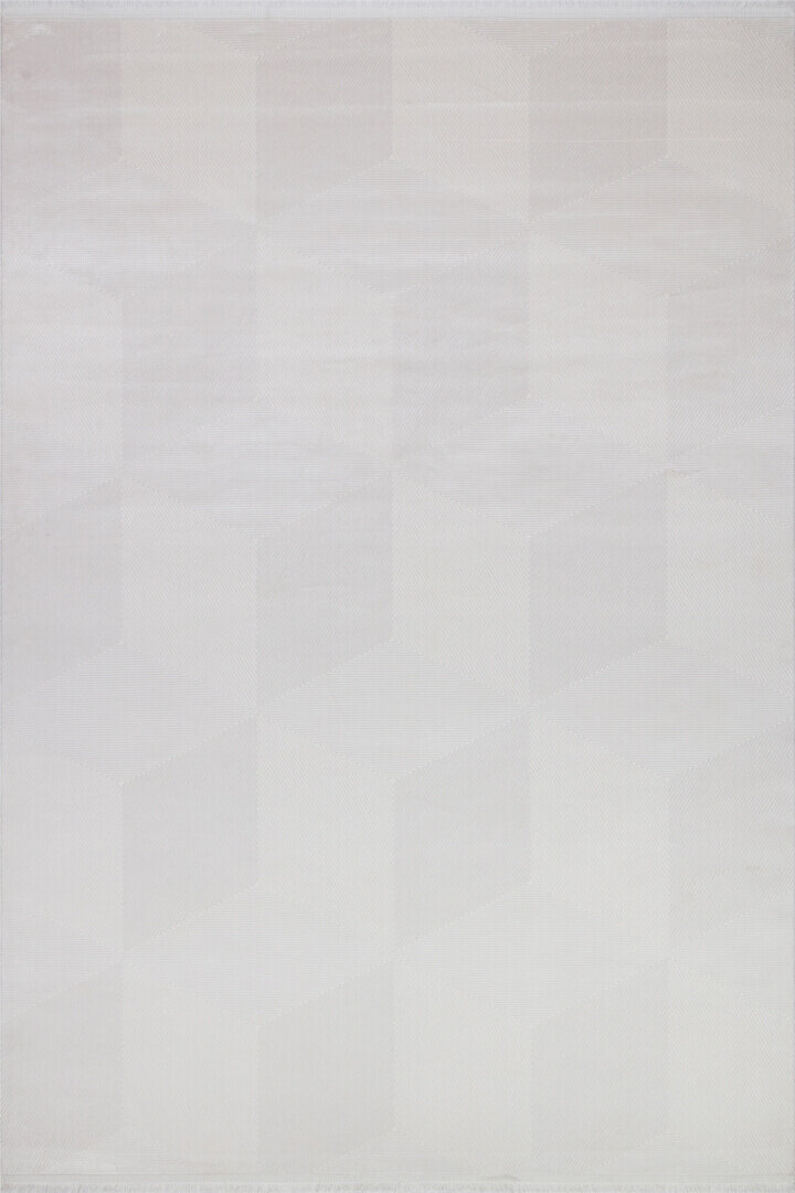 Geometrik Küp Desenli Prato İpeksi Lüks Viskon Yolluk Özel Ölçü Kesme Halı Pr02 Gri - 2