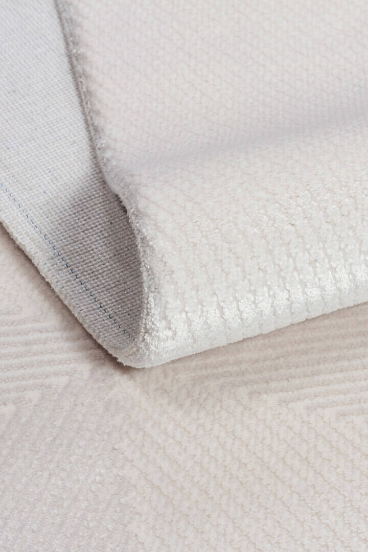 Geometrik Küp Desenli Prato İpeksi Lüks Viskon Yuvarlak Halı Pr02 Gri - 3