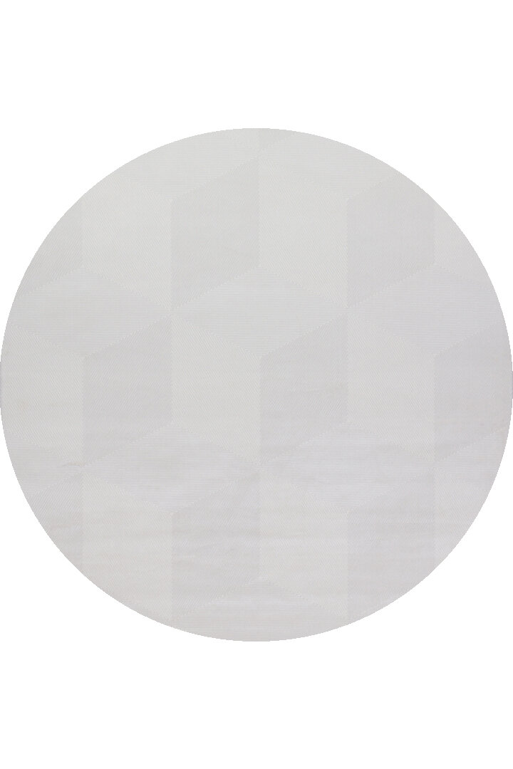 Geometrik Küp Desenli Prato İpeksi Lüks Viskon Yuvarlak Halı Pr02 Gri 