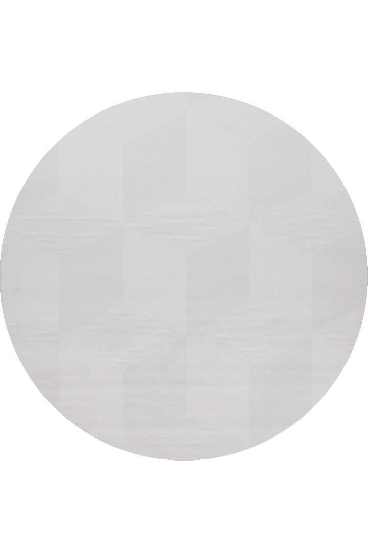 Geometrik Küp Desenli Prato İpeksi Lüks Viskon Yuvarlak Halı Pr02 Gri - 1