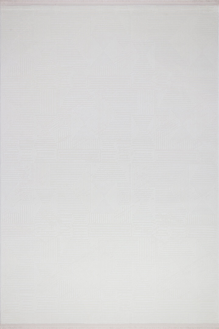 Geometrik Soyut Desenli Oskar Akrilik Makine Halısı Os02 Krem 