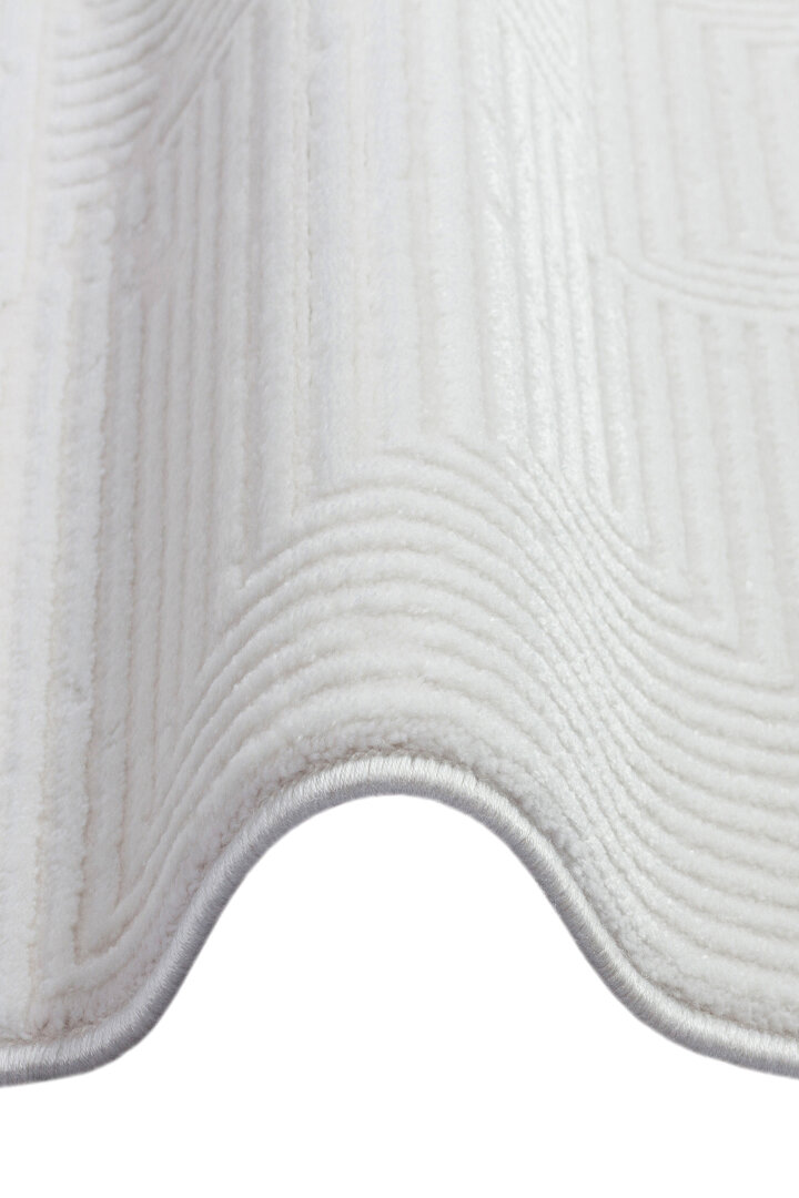 Geometrik Soyut Desenli Oskar Akrilik Makine Halısı Os02 Krem - 3