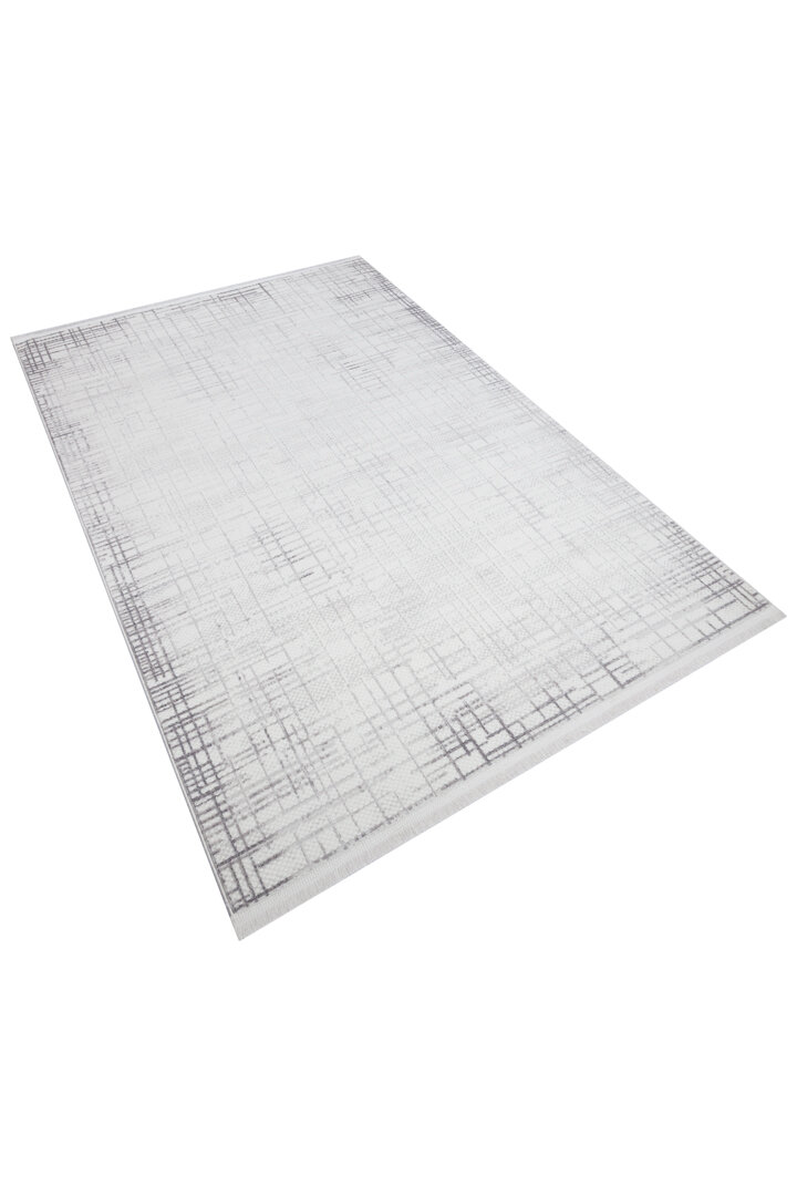 Geometrik Soyut Desenli Oskar Akrilik Makine Halısı Os04 Krem - 2