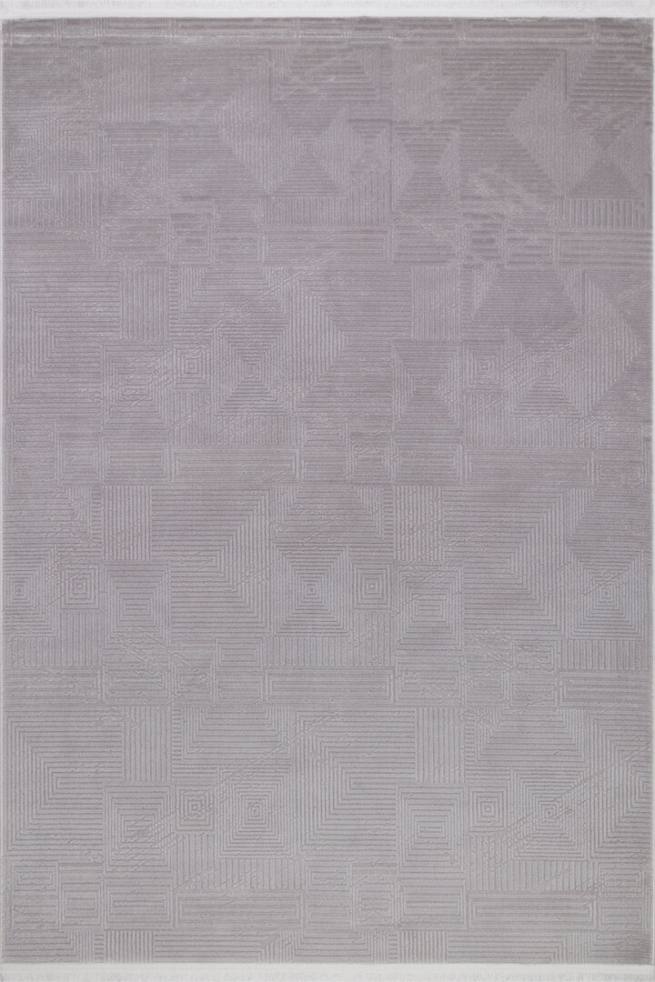 Geometrik Soyut Desenli Oskar Akrilik Makine Halısı Os06 Gri 