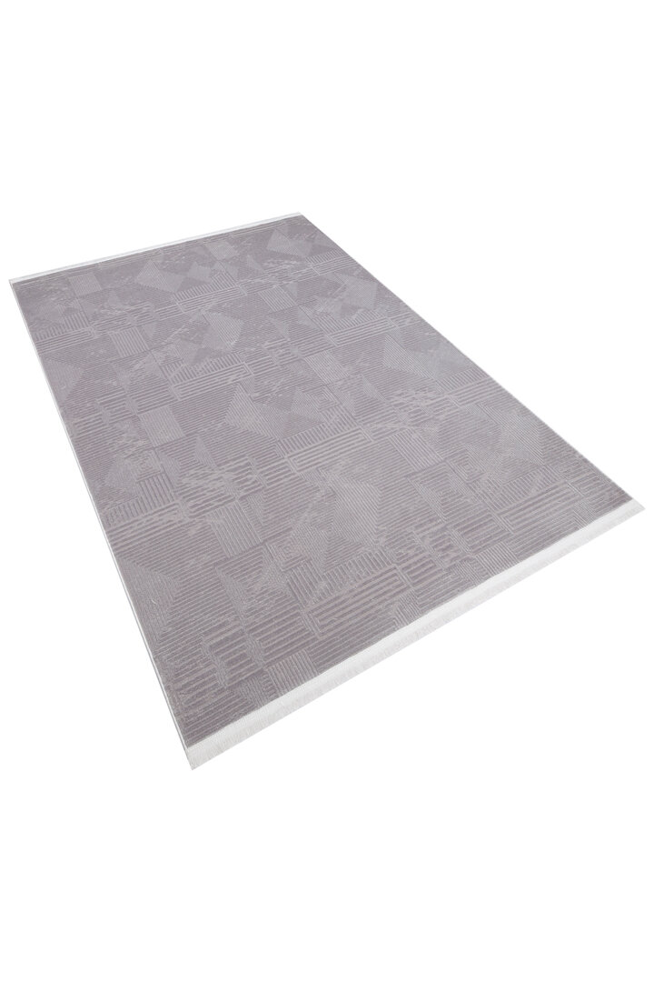 Geometrik Soyut Desenli Oskar Akrilik Makine Halısı Os06 Gri - 2