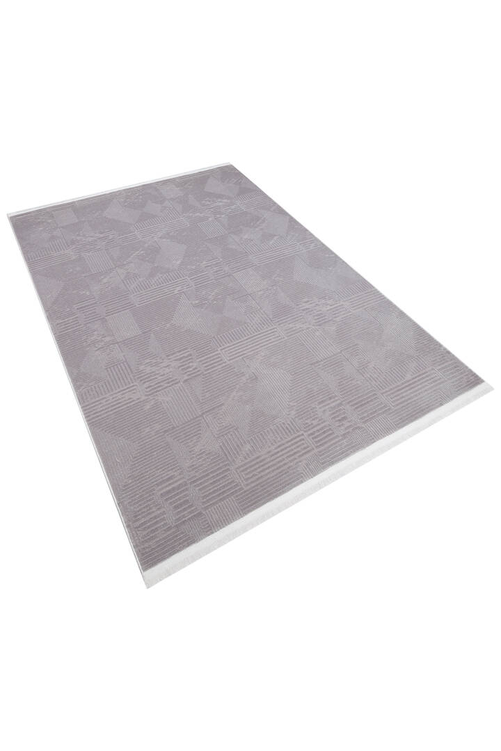 Geometrik Soyut Desenli Oskar Akrilik Makine Halısı Os06 Gri - 2