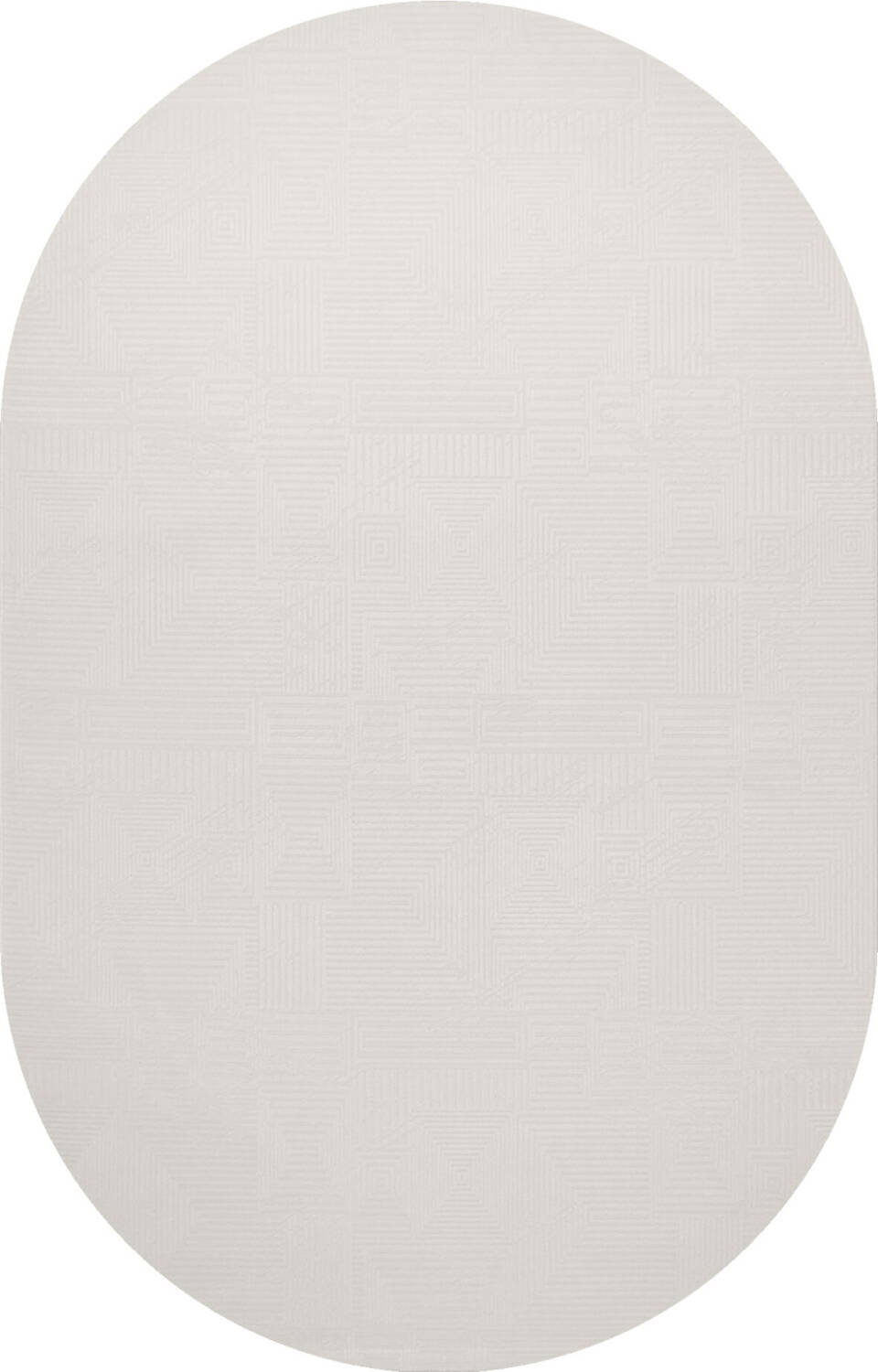 Geometrik Soyut Desenli Oskar Akrilik Makine Oval Halı Os02 Krem - 1