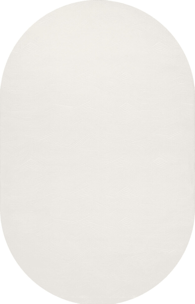 Geometrik Soyut Desenli Oskar Akrilik Makine Oval Halı Os03 Krem 