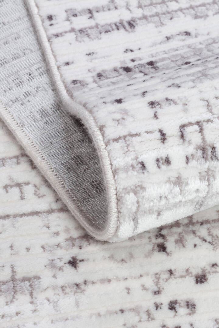 Geometrik Soyut Desenli Oskar Akrilik Makine Oval Halı Os05 Krem - 3