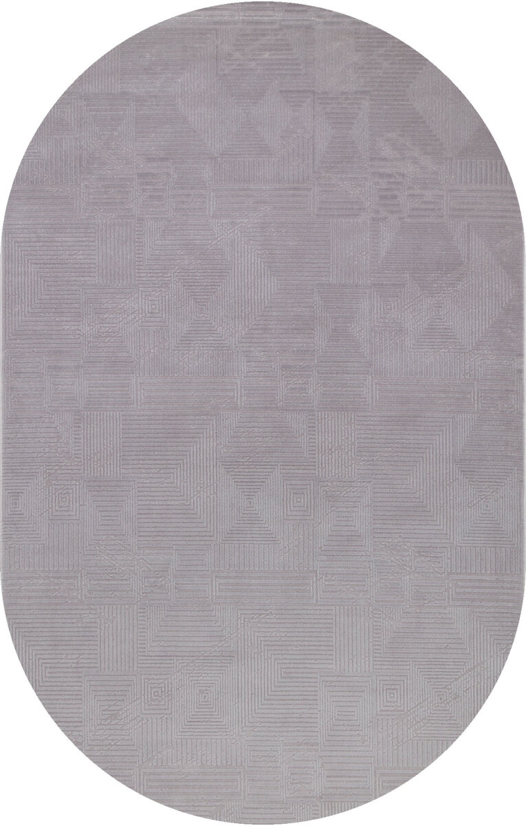 Geometrik Soyut Desenli Oskar Akrilik Makine Oval Halı Os06 Gri 