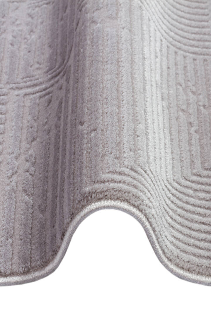 Geometrik Soyut Desenli Oskar Akrilik Makine Oval Halı Os06 Gri - 2