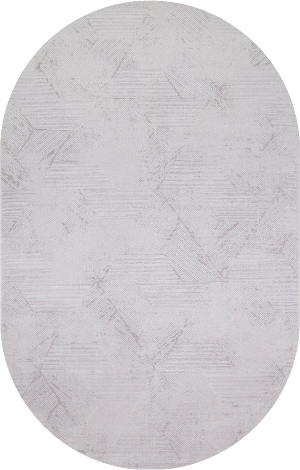Geometrik Soyut Desenli Oskar Akrilik Makine Oval Halı Os07 Gri - 1