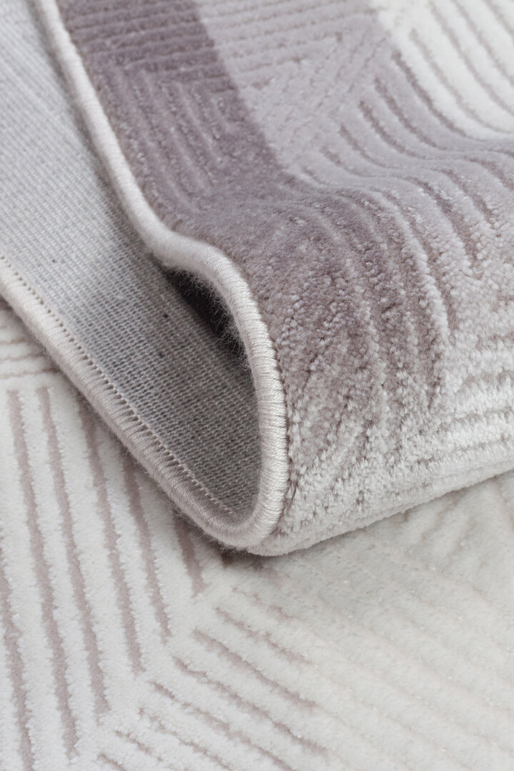 Geometrik Soyut Desenli Oskar Akrilik Makine Yolluk Özel Ölçü Kesme Halı Os01 Krem - 4