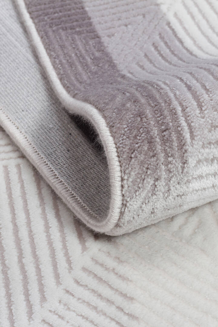 Geometrik Soyut Desenli Oskar Akrilik Makine Yolluk Özel Ölçü Kesme Halı Os01 Krem - 4