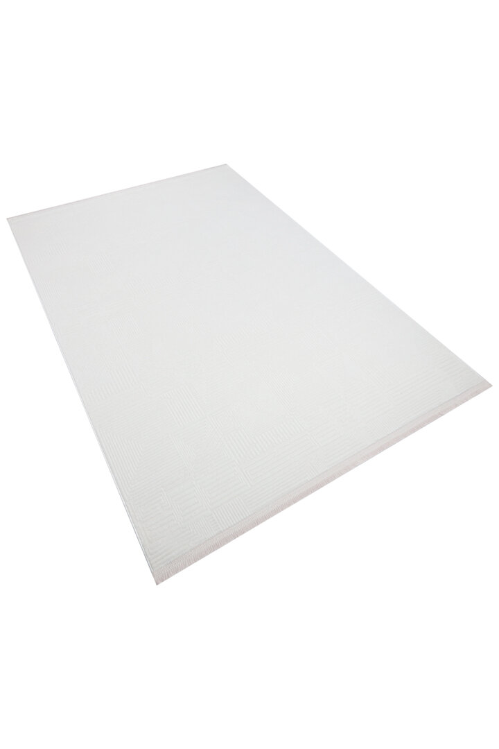 Geometrik Soyut Desenli Oskar Akrilik Makine Yolluk Özel Ölçü Kesme Halı Os02 Krem - 3