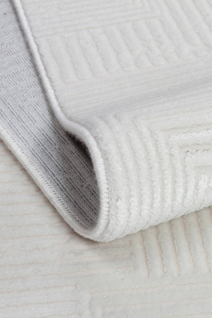 Geometrik Soyut Desenli Oskar Akrilik Makine Yolluk Özel Ölçü Kesme Halı Os02 Krem - 5