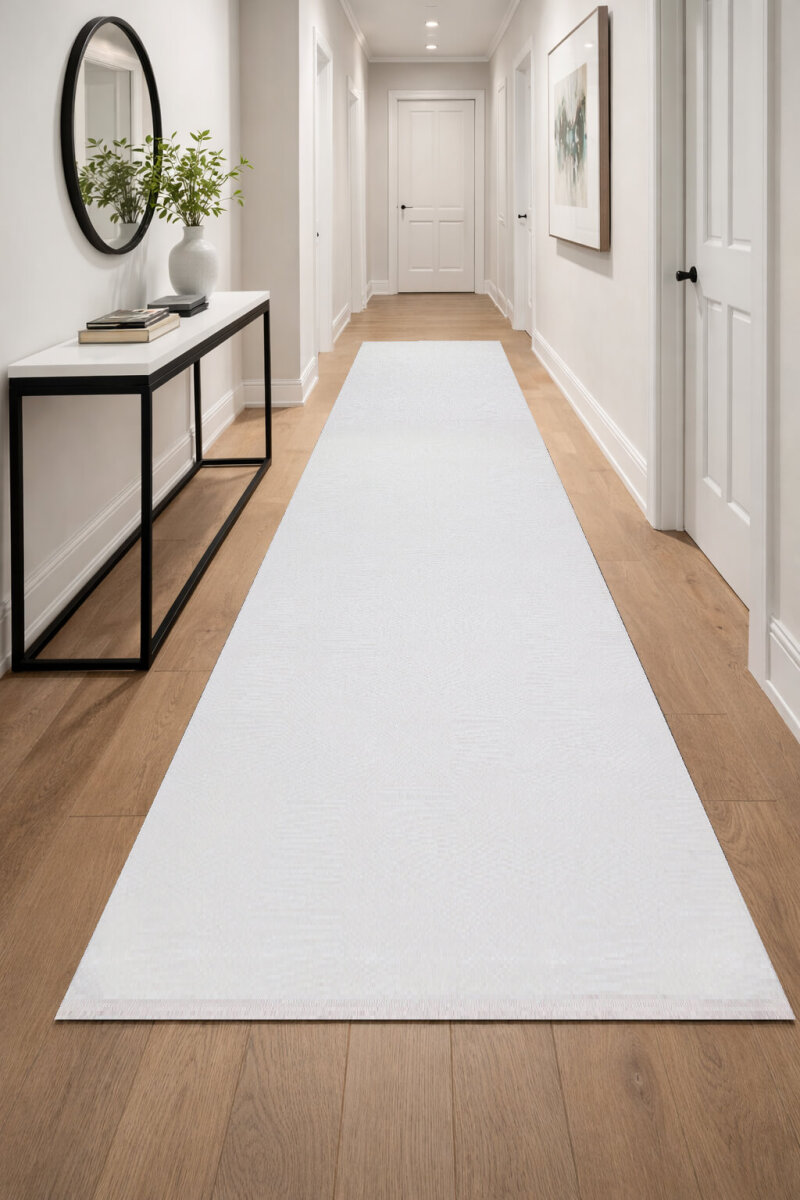 Geometrik Soyut Desenli Oskar Akrilik Makine Yolluk Özel Ölçü Kesme Halı Os03 Krem - Frenda