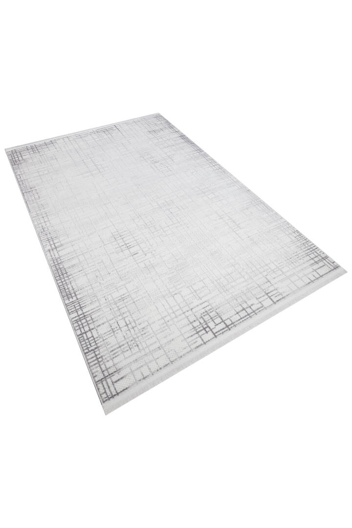 Geometrik Soyut Desenli Oskar Akrilik Makine Yolluk Özel Ölçü Kesme Halı Os04 Krem - 3