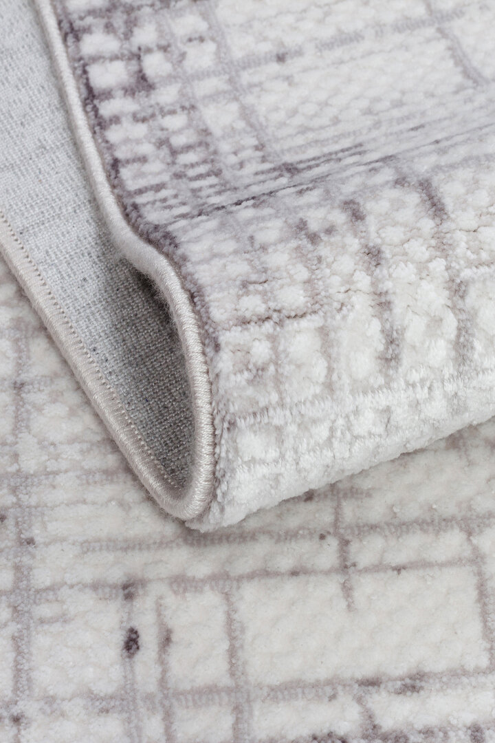 Geometrik Soyut Desenli Oskar Akrilik Makine Yolluk Özel Ölçü Kesme Halı Os04 Krem - 5