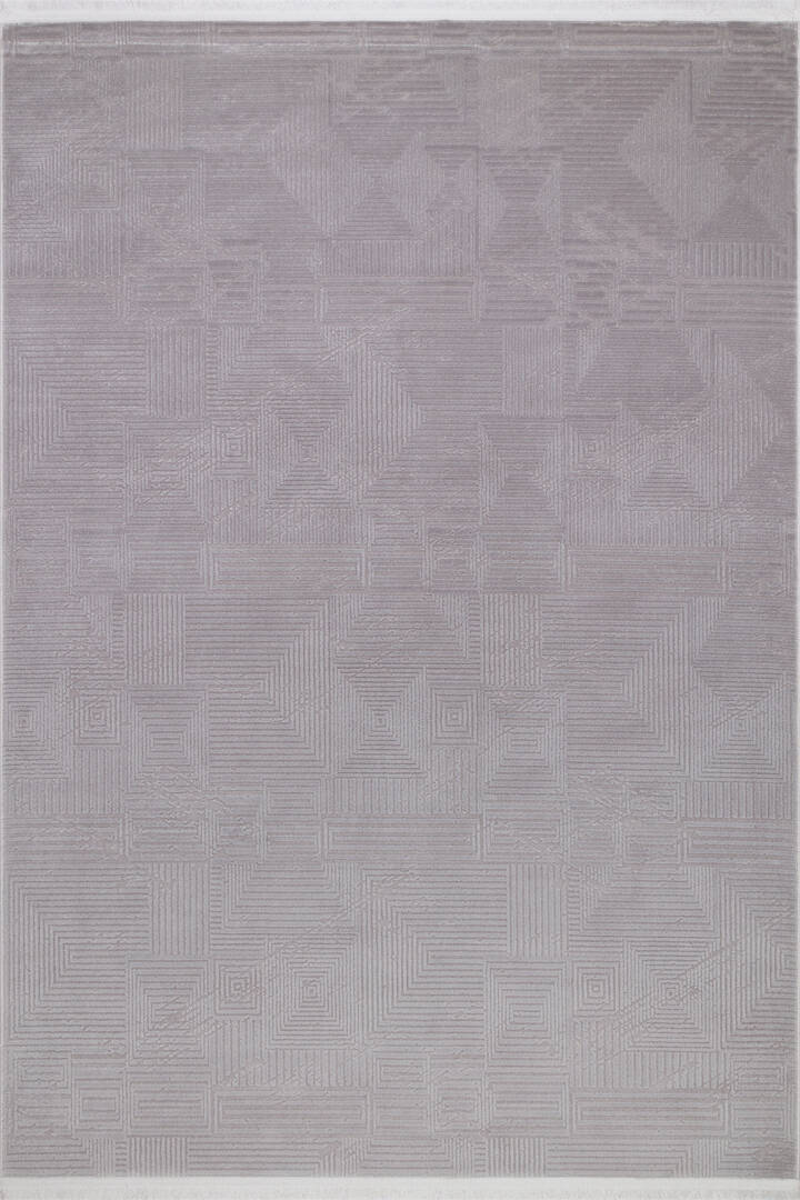 Geometrik Soyut Desenli Oskar Akrilik Makine Yolluk Özel Ölçü Kesme Halı Os06 Gri - 2