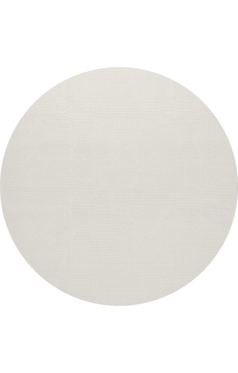 Geometrik Soyut Desenli Oskar Akrilik Makine Yuvarlak Halı Os02 Krem 
