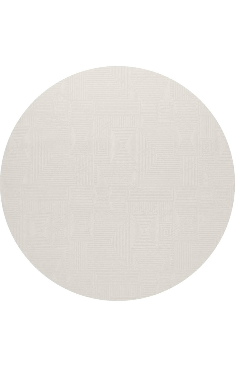 Geometrik Soyut Desenli Oskar Akrilik Makine Yuvarlak Halı Os02 Krem - 1