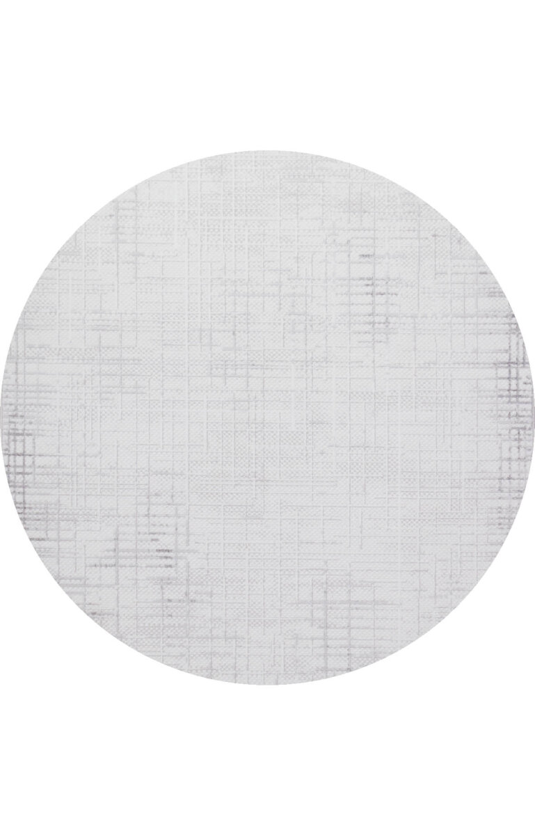 Geometrik Soyut Desenli Oskar Akrilik Makine Yuvarlak Halı Os04 Krem 