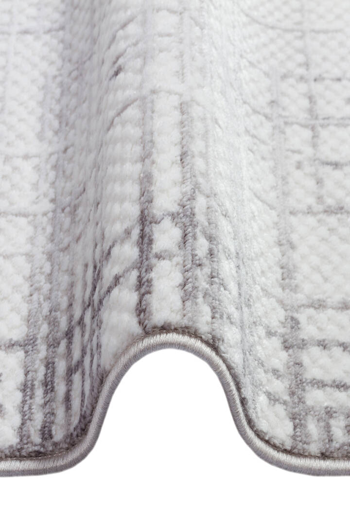 Geometrik Soyut Desenli Oskar Akrilik Makine Yuvarlak Halı Os04 Krem - 2