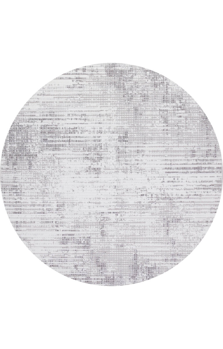 Geometrik Soyut Desenli Oskar Akrilik Makine Yuvarlak Halı Os05 Krem 