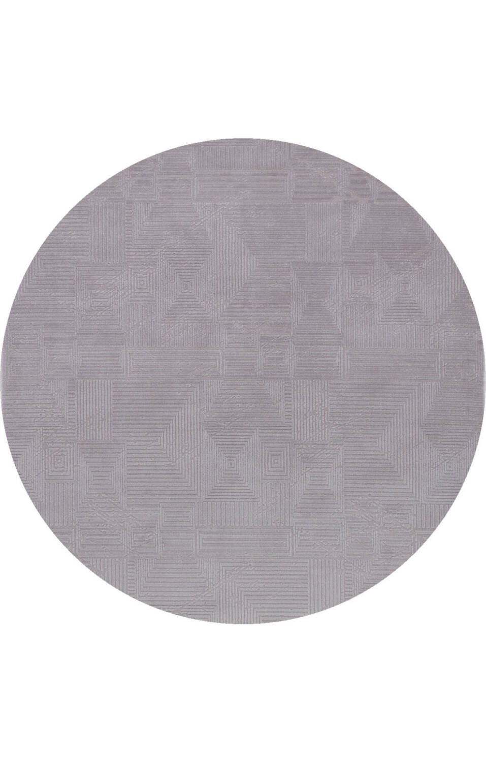 Geometrik Soyut Desenli Oskar Akrilik Makine Yuvarlak Halı Os06 Gri - 1