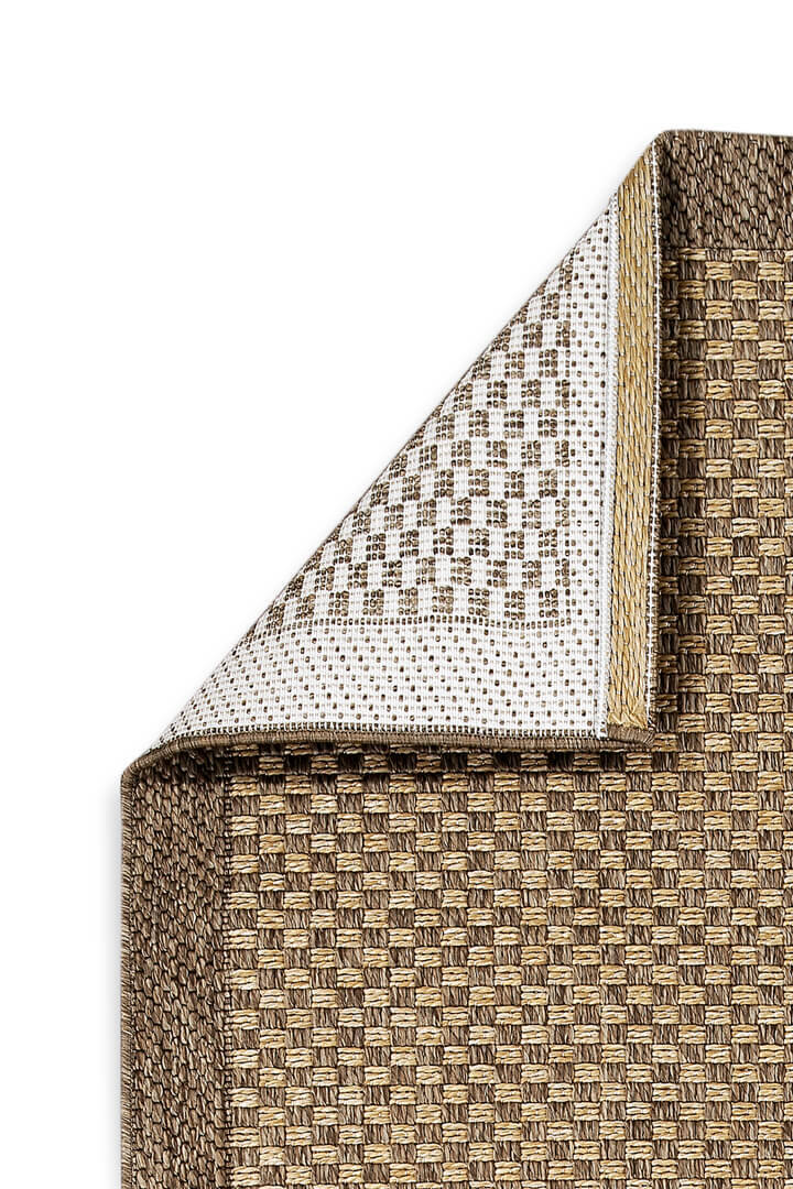 Hasır Dokulu Veranda Çerçeveli Bej Jüt Görünüm Sisal İç ve Dış Mekan Halısı Vn02 - 3