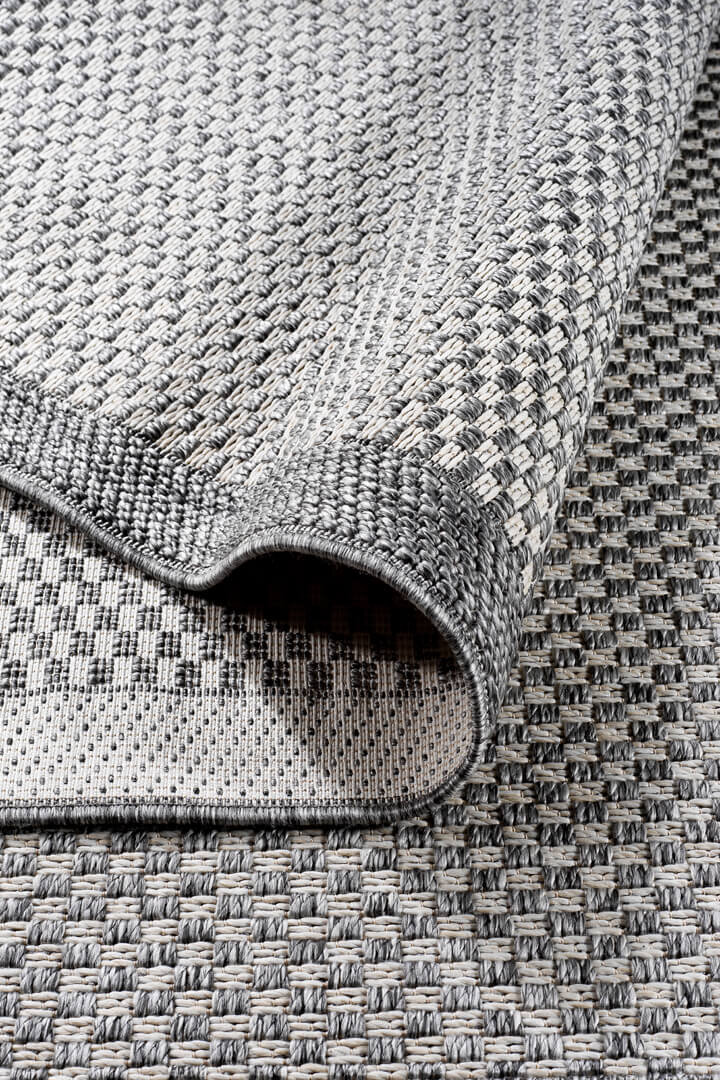 Hasır Dokulu Veranda Çerçeveli Gri Jüt Görünüm Sisal İç ve Dış Mekan Halısı Vn01 - 5