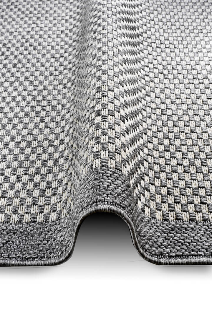 Hasır Dokulu Veranda Çerçeveli Gri Jüt Görünüm Sisal İç ve Dış Mekan Halısı Vn01 - 6