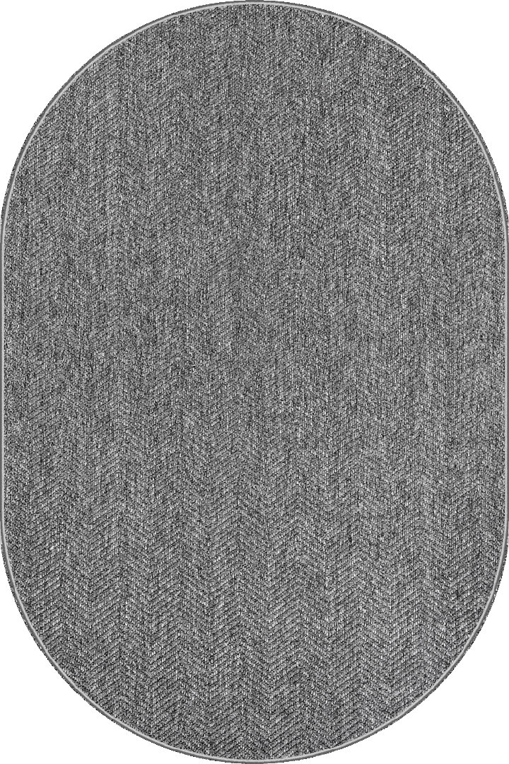Hasır Dokulu Veranda Gri Jüt Görünüm Sisal İç ve Dış Mekan Oval Halı Vn07 - Frenda