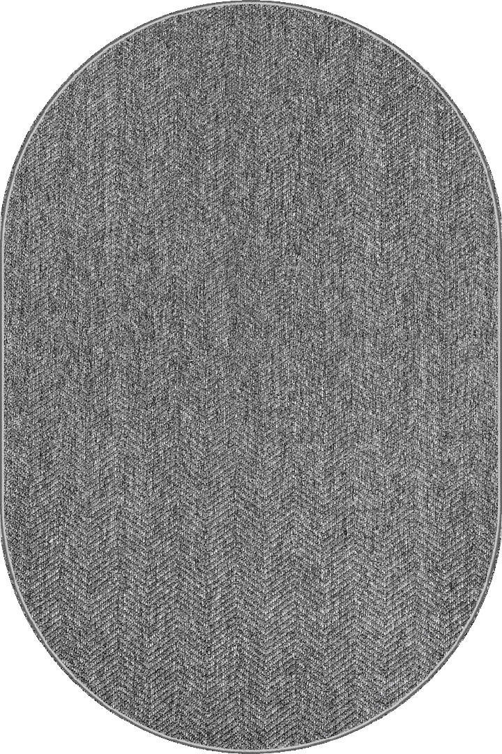 Hasır Dokulu Veranda Gri Jüt Görünüm Sisal İç ve Dış Mekan Oval Halı Vn07 - 1