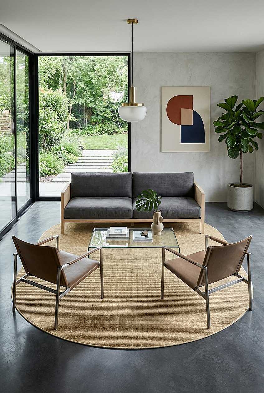 Hasır Dokulu Veranda Natural Jüt Görünüm Sisal İç ve Dış Mekan Oval Halı Vn12