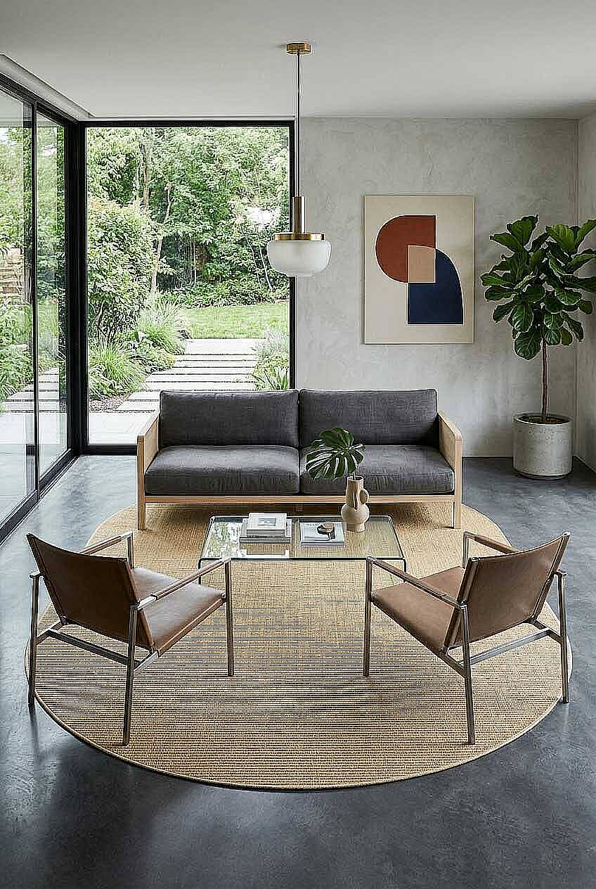 Hasır Dokulu Veranda Natural Jüt Görünüm Sisal İç ve Dış Mekan Oval Halı Vn12 - 1
