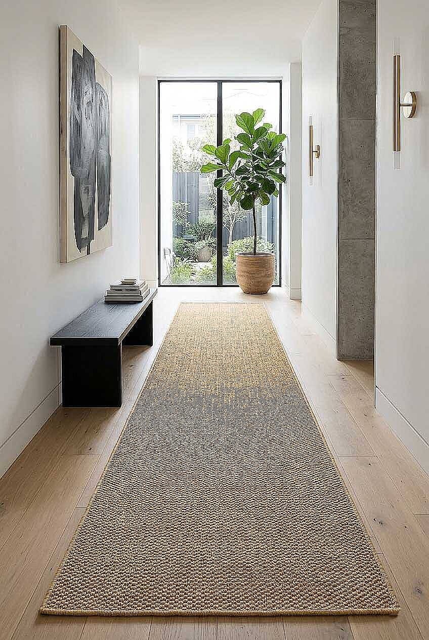 Hasır Dokulu Veranda Natural Jüt Görünüm Sisal İç ve Dış Mekan Özel Ölçü Kesme Yolluk Halı Vn06 - 1